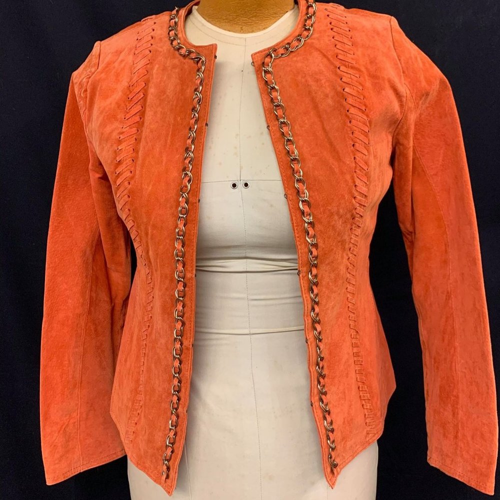 Vintage Genuine Leather Burnt Orange Moto Jacket